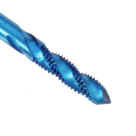 5Pcs M3-M8 Spiral Thread Screw Tap Drill Blue Nano Coated Machine Tap Metric Drill Bit Set