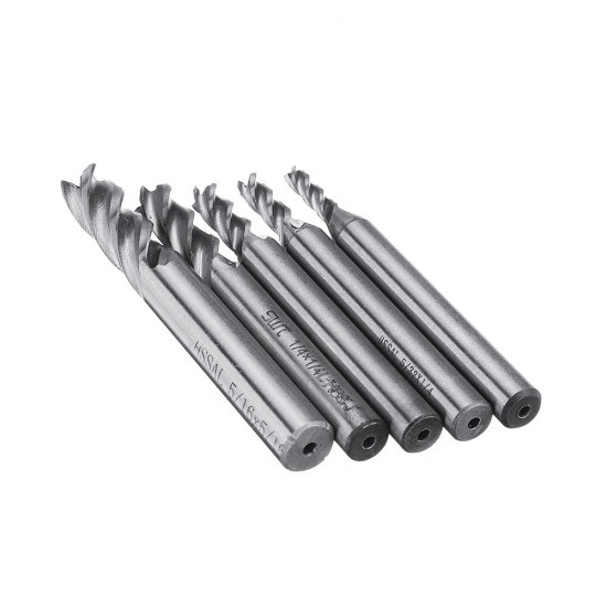 5pcs 1/8-5/16 Inch Imperial Milling Cutter High Speed Steel CNC Cutter Spiral End Mill