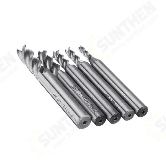 5pcs 1/8-5/16 Inch Imperial Milling Cutter High Speed Steel CNC Cutter Spiral End Mill