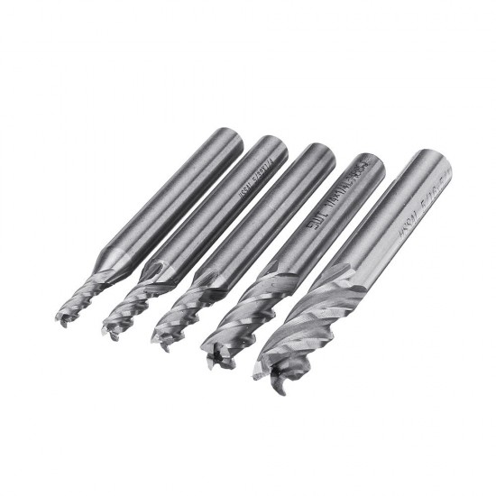 5pcs 1/8-5/16 Inch Imperial Milling Cutter High Speed Steel CNC Cutter Spiral End Mill