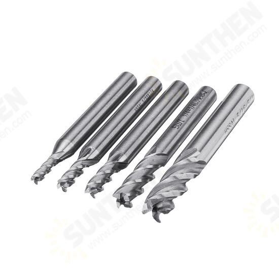 5pcs 1/8-5/16 Inch Imperial Milling Cutter High Speed Steel CNC Cutter Spiral End Mill