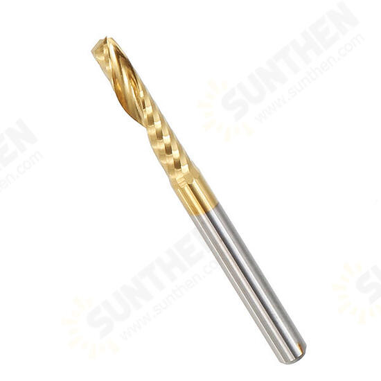 5pcs 3.175mm Shank 17mm Single Flute End Mill Cutter Titanium Coated Spiral Milling Cutter