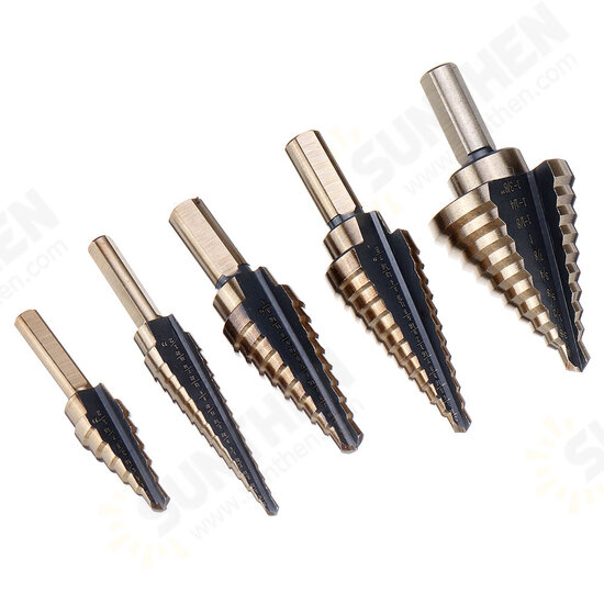 5pcs HSS Step Drill Bit Set Hole Cutter Drilling Tool Multiple Hole 50 Sizes with Aluminum Case 5pcs HSS Step Drill Bit Set Hole Cutter Drilling Tool Multiple Hole 50 Sizes with Aluminum Case