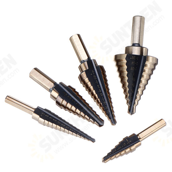 5pcs HSS Step Drill Bit Set Hole Cutter Drilling Tool Multiple Hole 50 Sizes with Aluminum Case 5pcs HSS Step Drill Bit Set Hole Cutter Drilling Tool Multiple Hole 50 Sizes with Aluminum Case