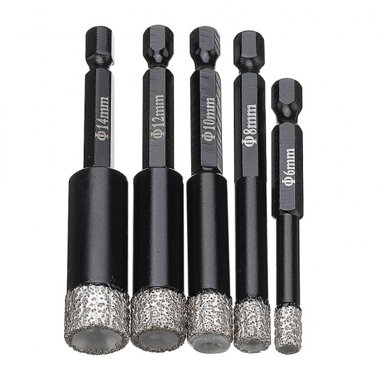 6-14mm Vaccum Brazed Diamond Dry Drill Bits Hole Saw Cutter for Granite Marble Ceramic Tile Glass
