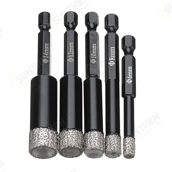 6-14mm Vaccum Brazed Diamond Dry Drill Bits Hole Saw Cutter for Granite Marble Ceramic Tile Glass