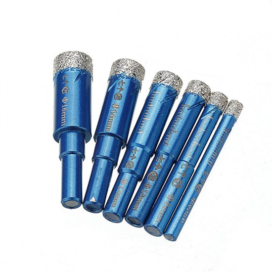 6-16mm Vaccum Brazed Diamond Dry Drill Bits Hole Saw Cutter Round Shank for Granite Marble Ceramic Tile Glass