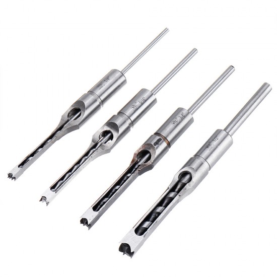 6.35/7.94/9.5/12.7mm Woodworking Square Hole Drill Bit Mortising Chisel 1/4 to 1/2 Inch