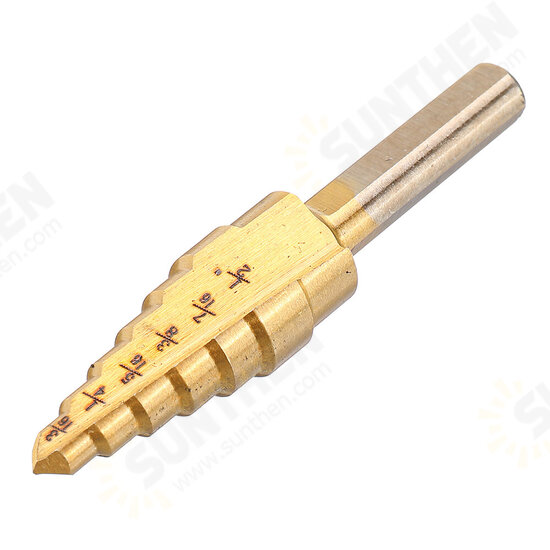 6Pcs HSS Titanium Coated Step Drill Bit With Center Punch Drill Set Hole Cutter Drilling Tool 6Pcs HSS Titanium Coated Step Drill Bit With Center Punch Drill Set Hole Cutter Drilling Tool
