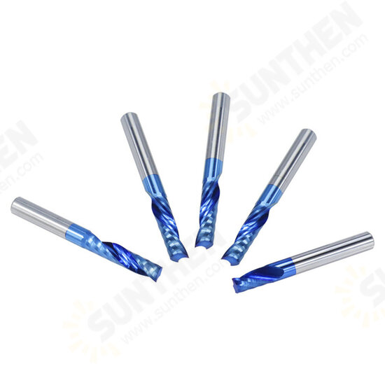 6mm Shank 1 Flute Spiral End Mill Carbide End Mill Blue Nano Coating CNC Router Bit Single Flute End Mill Milling Cutter