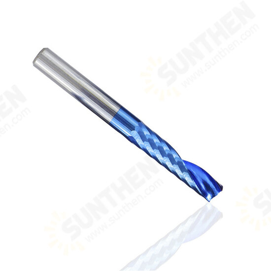 6mm Shank 1 Flute Spiral End Mill Carbide End Mill Blue Nano Coating CNC Router Bit Single Flute End Mill Milling Cutter