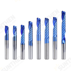 6mm Shank 1 Flute Spiral End Mill Carbide End Mill Blue Nano Coating CNC Router Bit Single Flute End Mill Milling Cutter