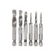 6pcs 1/8-3/8 Inch BSW Thread HSS Combination Drill Tap Bit Set Hex Shank Deburr Countersink Bits