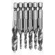 6pcs 1/8-3/8 Inch BSW Thread HSS Combination Drill Tap Bit Set Hex Shank Deburr Countersink Bits 6pcs 1/8-3/8 Inch BSW Thread HSS Combination Drill Tap Bit Set Hex Shank Deburr Countersink Bits