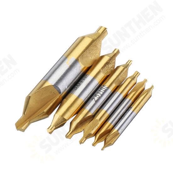 6pcs HSS Center Drill Bit 1/1.5/2/2.5/3/5mm 60 Degree Titanium Coated Countersink Drill Bit 6pcs HSS Center Drill Bit 1/1.5/2/2.5/3/5mm 60 Degree Titanium Coated Countersink Drill Bit
