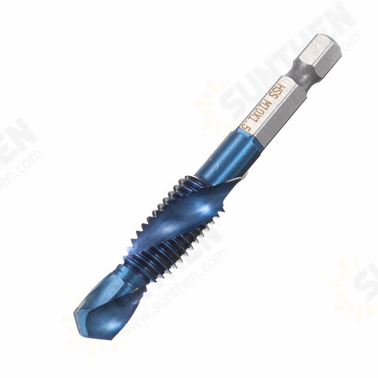 6pcs M3-M10 Combination Drill Tap Bit Set HSS 6542 Blue Nano Coated Deburr Countersink Drill Bits 6pcs M3-M10 Combination Drill Tap Bit Set HSS 6542 Blue Nano Coated Deburr Countersink Drill Bits
