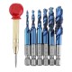 6pcs M3-M10 Combination Drill Tap Bit Set HSS Blue Nano Deburr Countersink Bits with Automatic Center Pin Punch 6pcs M3-M10 Combination Drill Tap Bit Set HSS Blue Nano Deburr Countersink Bits with Automatic Center Pin Punch