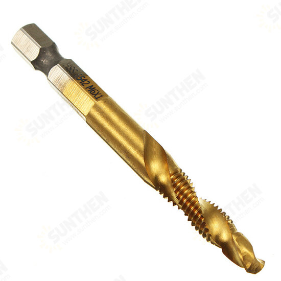 6pcs M3-M10 Hexagon Shank Drill Tap Bit Titanium Plated HSS 6542 Deburr Countersink Bits Screw Thread Metric Tap 6pcs M3-M10 Hexagon Shank Drill Tap Bit Titanium Plated HSS 6542 Deburr Countersink Bits Screw Thread Metric Tap