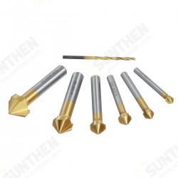 7pcs 5-10mm HSS Titanium Coated M6 Countersink Drill Bit 3 Flute Chamfer 90 Degree Chamfering End Mill Cutter 7pcs 5-10mm HSS Titanium Coated M6 Countersink Drill Bit 3 Flute Chamfer 90 Degree Chamfering End Mill Cutter