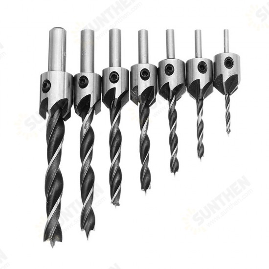 7pcs HSS 5 Flute Countersink Drill Bit Set Reamer Woodworking 3-10mm Chamfer Drill Bits 7pcs HSS 5 Flute Countersink Drill Bit Set Reamer Woodworking 3-10mm Chamfer Drill Bits