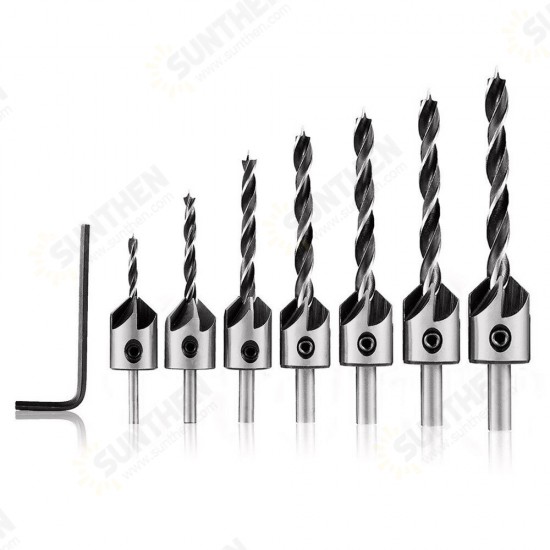 7pcs HSS 5 Flute Countersink Drill Bit Set Reamer Woodworking 3-10mm Chamfer Drill Bits 7pcs HSS 5 Flute Countersink Drill Bit Set Reamer Woodworking 3-10mm Chamfer Drill Bits