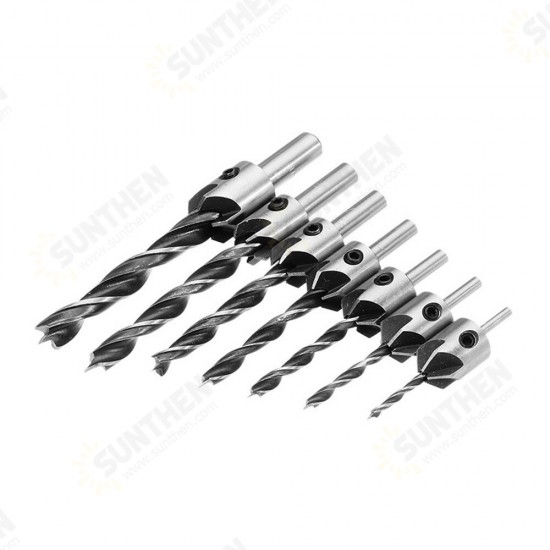 7pcs HSS 5 Flute Countersink Drill Bit Set Reamer Woodworking 3-10mm Chamfer Drill Bits 7pcs HSS 5 Flute Countersink Drill Bit Set Reamer Woodworking 3-10mm Chamfer Drill Bits
