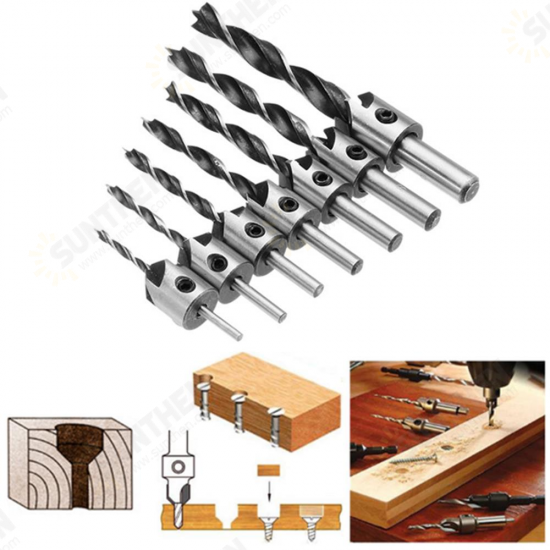 7pcs HSS 5 Flute Countersink Drill Bit Set Reamer Woodworking 3-10mm Chamfer Drill Bits 7pcs HSS 5 Flute Countersink Drill Bit Set Reamer Woodworking 3-10mm Chamfer Drill Bits