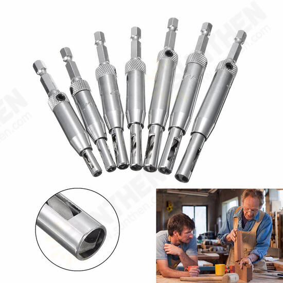 7pcs HSS Self Centering Hinge Drill Bit Door Window Cabinet Woodworking Hole Puncher