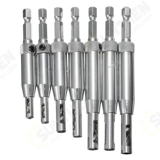 7pcs HSS Self Centering Hinge Drill Bit Door Window Cabinet Woodworking Hole Puncher 7pcs HSS Self Centering Hinge Drill Bit Door Window Cabinet Woodworking Hole Puncher