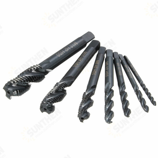 7pcs M3-M12 HSS Nitriding Coated Screw Tap Metric Right Hand Spiral Screw Thread Tap