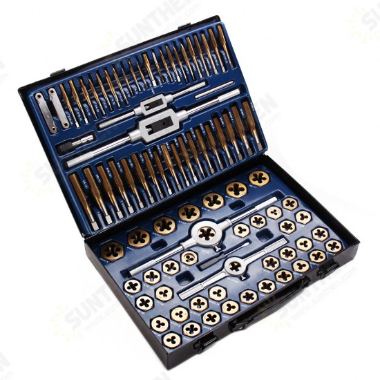 86Pcs Hard Alloy Plating Titanium SAE Tap And Die Set Combination Metric Tools Kit 86Pcs Hard Alloy Plating Titanium SAE Tap And Die Set Combination Metric Tools Kit