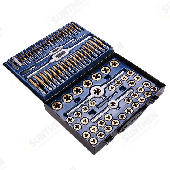 86Pcs Hard Alloy Plating Titanium SAE Tap And Die Set Combination Metric Tools Kit 86Pcs Hard Alloy Plating Titanium SAE Tap And Die Set Combination Metric Tools Kit
