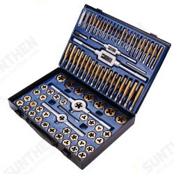86Pcs Hard Alloy Plating Titanium SAE Tap And Die Set Combination Metric Tools Kit