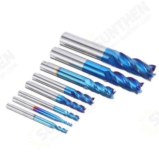 8Pcs Blue Naco 2-12mm 4 Flutes Carbide End Mill Set HRC50 Tungsten Steel Milling Cutter Tool 8Pcs Blue Naco 2-12mm 4 Flutes Carbide End Mill Set HRC50 Tungsten Steel Milling Cutter Tool
