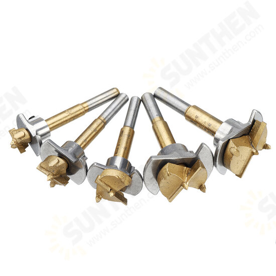 Adjustable 5PCS 15/20/25/30/35mm Forstner Drill Bit Set Titanium Coating Wood Auger Cutter Woodworking Positioning Hole Saw Cutter Hinge Hole Opener Adjustable 5PCS 15/20/25/30/35mm Forstner Drill Bit Set Titanium Coating Wood Auger Cutter Woodworking Positioning Hole Saw Cutter Hinge Hole Opener