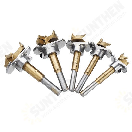 Adjustable 5PCS 15/20/25/30/35mm Forstner Drill Bit Set Titanium Coating Wood Auger Cutter Woodworking Positioning Hole Saw Cutter Hinge Hole Opener Adjustable 5PCS 15/20/25/30/35mm Forstner Drill Bit Set Titanium Coating Wood Auger Cutter Woodworking Positioning Hole Saw Cutter Hinge Hole Opener