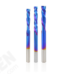 Blue Nano Coating Up Down Milling Cutter 4mm Shank Carbide CNC Router Bit 2 Flute End Mill