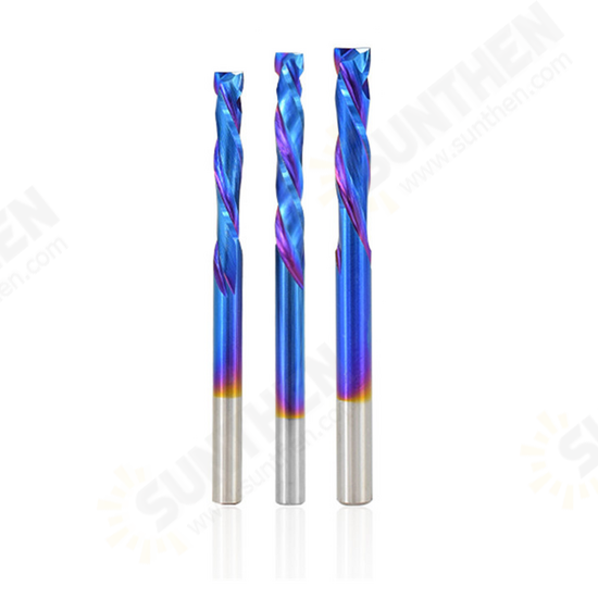 Blue Nano Coating Up Down Milling Cutter 4mm Shank Carbide CNC Router Bit 2 Flute End Mill Blue Nano Coating Up Down Milling Cutter 4mm Shank Carbide CNC Router Bit 2 Flute End Mill