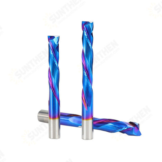 Carbide 2 Flute Up Down Milling Cutter 6mm Shank Blue Nano Coating CNC Router Bit 2 Flute End Mill Carbide 2 Flute Up Down Milling Cutter 6mm Shank Blue Nano Coating CNC Router Bit 2 Flute End Mill