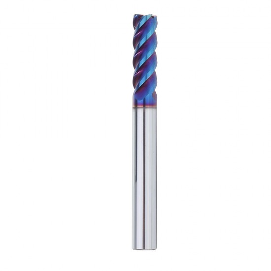 D4/5/6/8/10mm HRC60 4 Flutes Milling Cutter L75mm Blue NACO Coated Tungsten Carbide Milling Cutter CNC Tool