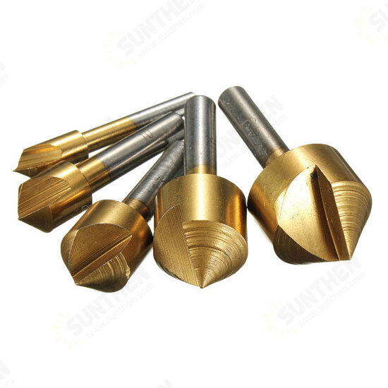 DB-C1 5pcs 6/10/13/16/19mm Titanium Countersinks Chamfering Cutter Drill Press DB-C1 5pcs 6/10/13/16/19mm Titanium Countersinks Chamfering Cutter Drill Press