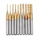 DB-M1 10Pcs 0.8-3mm Titanium Coated Engraving Milling Cutter Carbide Bits