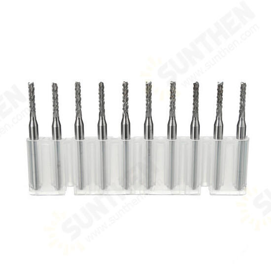 DB-M10 10pcs 3.175x2mm Carbide End Mill Engraving Bits for CNC PCB Machinery Rotary Burrs