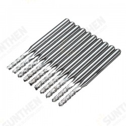 DB-M10 10pcs 3.175x2mm Carbide End Mill Engraving Bits for CNC PCB Machinery Rotary Burrs