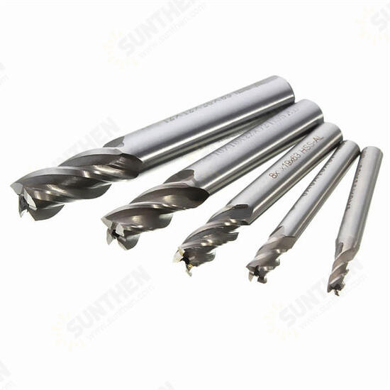 DB-M2 5pcs 4/6/8/10/12mm 4 Flute End Mill Cutter HSS Straight Shank Drill Bits DB-M2 5pcs 4/6/8/10/12mm 4 Flute End Mill Cutter HSS Straight Shank Drill Bits