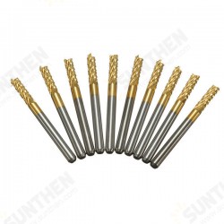 DB-M6 10pcs 3.175mm Titanium Coated Carbide End Mill Engraving Bits For CNC Rotary Burrs