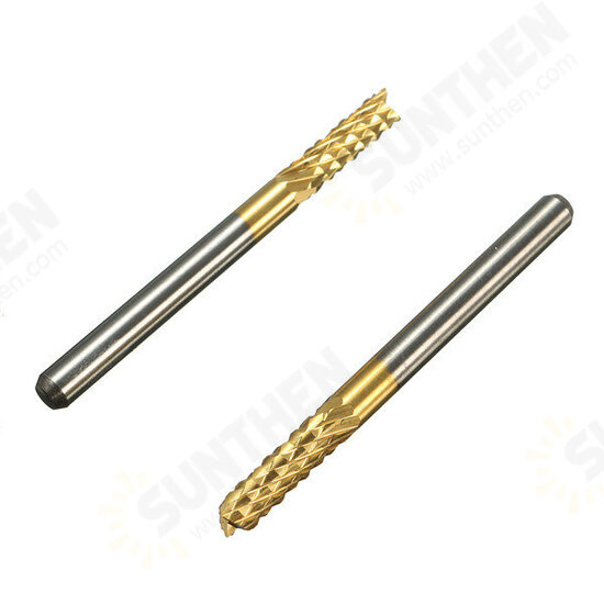 DB-M6 10pcs 3.175mm Titanium Coated Carbide End Mill Engraving Bits For CNC Rotary Burrs