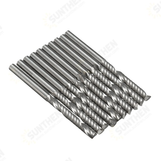 DB-M7 10pcs 1/8 Inch Shank End Mill Cutter 1 Flute Carbide Spiral Milling Cutter