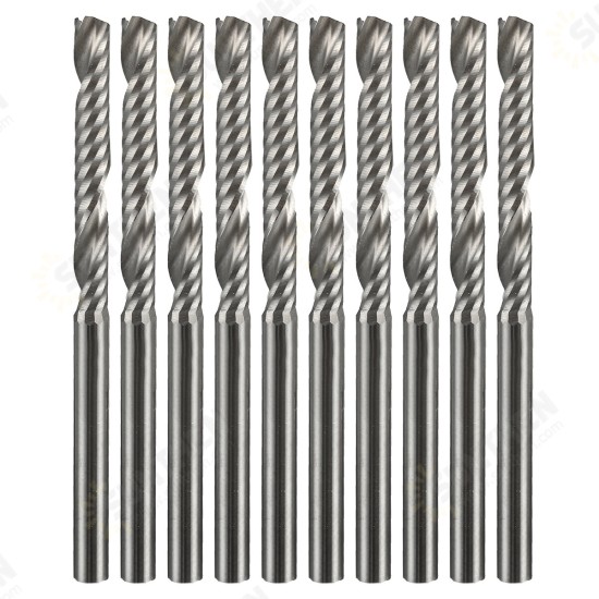 DB-M7 10pcs 1/8 Inch Shank End Mill Cutter 1 Flute Carbide Spiral Milling Cutter