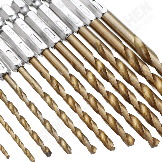 DB-T2 13pcs 1.5-6.5mm HSS Titanium Coated 1/4 Inch Hex Shank Twist Drill Bit Set